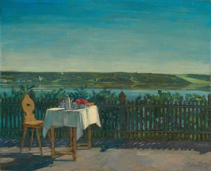 Mesa de café junto al lago de Starnberg