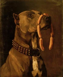 W. Trübner, gran danés con salchichas