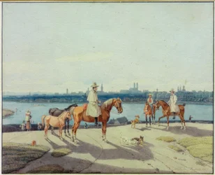 Jinete en la orilla del Isar cerca de Múnich