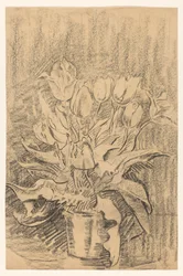 Jarrón con tulipanes