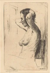 Mujer sentada y desnuda