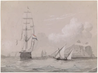 Velero holandés frente a la costa de Gibraltar
