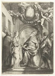 San Gregorio Magno con otros cuatro santos