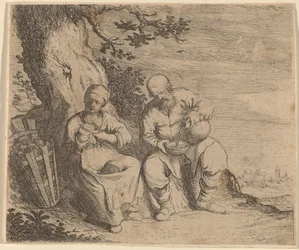 Pareja de campesinos sentados bajo un árbol, c. 1630-1660