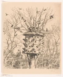 Gran pajarera en un árbol
La villa de los pájaros (título original)