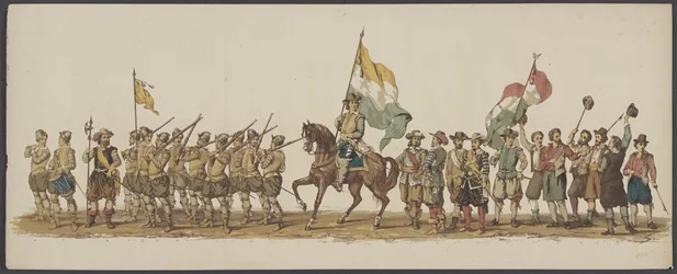 Desfile de Delft de 1862, primer y segundo grupo Cuarto Lustrum de la Real Academia de Delft - Ao. 1862 - Optogt disfrazado (título de serie en objeto)