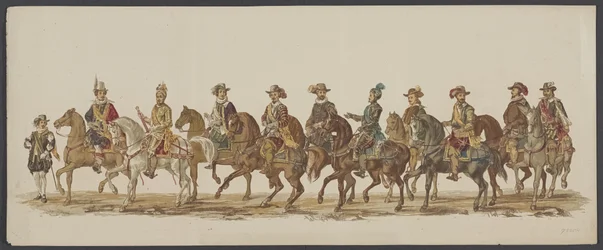 Desfile de Delft de 1862, cuarto grupo Cuarto Lustrum de la Real Academia de Delft - Ao. 1862 - Optogt disfrazado (título de serie en objeto)