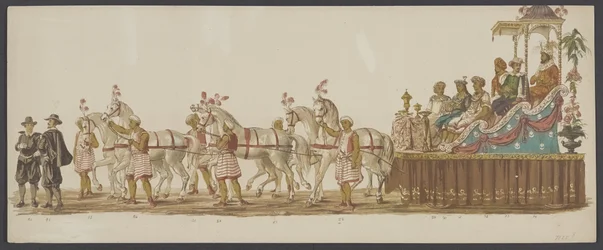 Desfile de Delft de 1862, sexto grupo Cuarto Lustrum de la Real Academia de Delft - Ao. 1862 - Optogt disfrazado (título de serie en objeto)
