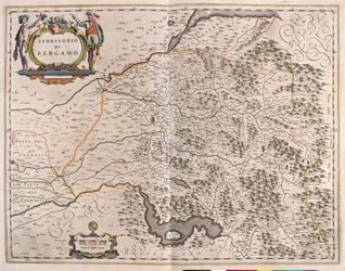 Bérgamo, Italia, en "Theatrum Orbis Terrarum, sive Atlas Novus" de Willem Blaeu, Amsterdam