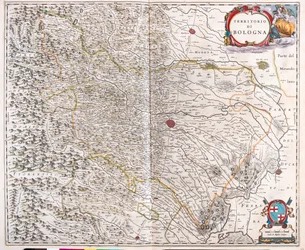 Bolonia, Italia, en "Theatrum Orbis Terrarum, sive Atlas Novus" de Willem Blaeu, Amsterdam