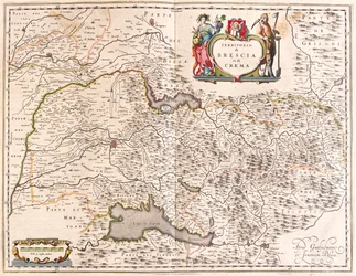 Brescia, Crema, Italia, en "Theatrum Orbis Terrarum, sive Atlas Novus" de Willem Blaeu, Amsterdam