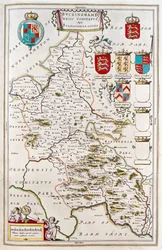 Buckingam shire, en "Theatrum Orbis Terrarum, sive Atlas Novus" de Willem Blaeu, Amsterdam
