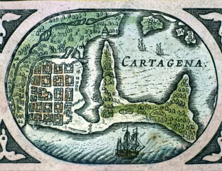 Cartagena en Colombia del Atlas de W. Blaeu