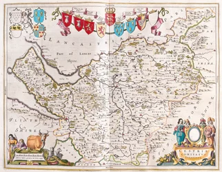 Chester, en "Theatrum Orbis Terrarum, sive Atlas Novus" de Willem Blaeu, Amsterdam
