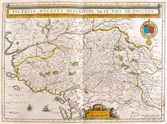 Litoral y ciudades de Nantes y Rochelle, en "Theatrum Orbis Terrarum, sive Atlas Novus" de Willem Blaeu, Amsterdam.