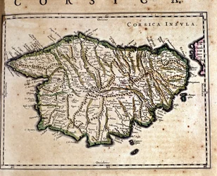 Córcega del Atlas de Wilhelm Blaeu (Ámsterdam, siglo XVII)
