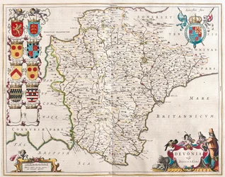 Devonshire, en "Theatrum Orbis Terrarum, sive Atlas Novus" de Willem Blaeu, Amsterdam