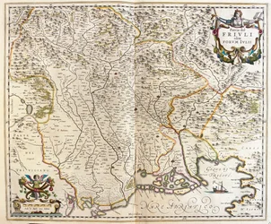 Friuli Venezia Giulia, Italia, en "Theatrum Orbis Terrarum, sive Atlas Novus" de Willem Blaeu, Amsterdam