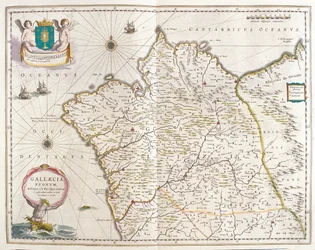 Galicia España, en "Theatrum Orbis Terrarum, sive Atlas Novus" de Willem Blaeu, Amsterdam