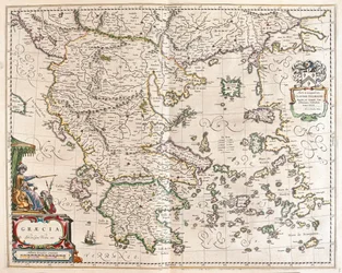 Grecia, en "Theatrum Orbis Terrarum, sive Atlas Novus" de Willem Blaeu, Amsterdam