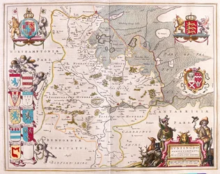 Huntington shire, en "Theatrum Orbis Terrarum, sive Atlas Novus" de Willem Blaeu, Amsterdam