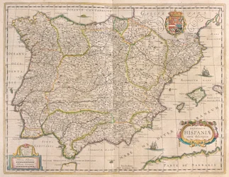 Península Ibérica, en "Theatrum Orbis Terrarum, sive Atlas Novus" de Willem Blaeu, Amsterdam