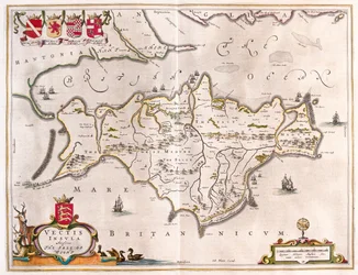 Isla de Wight, en "Theatrum Orbis Terrarum, sive Atlas Novus" de Willem Blaeu, Amsterdam