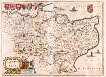 Kent, en "Theatrum Orbis Terrarum, sive Atlas Novus" de Willem Blaeu, Amsterdam