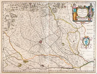 Milán, Italia, en "Theatrum Orbis Terrarum, sive Atlas Novus" de Willem Blaeu, Amsterdam