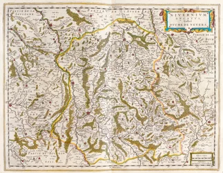 Nivernais, Nievre, en "Theatrum Orbis Terrarum, sive Atlas Novus" de Willem Blaeu, Amsterdam