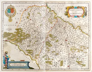Orleans - estampas - corbeil - Sens - auxerre - región del Loira, en "Theatrum Orbis Terrarum, sive Atlas Novus" de Willem Blaeu, Amsterdam.
