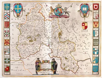 Oxfordshire, en "Theatrum Orbis Terrarum, sive Atlas Novus" de Willem Blaeu, Amsterdam