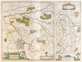 Quercy y Pirineos - Mirebeaux, en "Theatrum Orbis Terrarum, sive Atlas Novus" de Willem Blaeu, Amsterdam.
