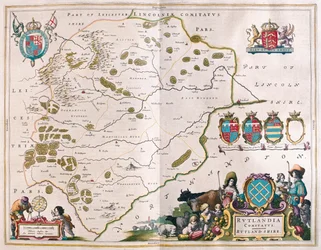 Rutland shire, en "Theatrum Orbis Terrarum, sive Atlas Novus" de Willem Blaeu, Amsterdam
