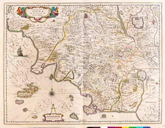 Siena, Lacio, Italia, en "Theatrum Orbis Terrarum, sive Atlas Novus" de Willem Blaeu, Ámsterdam.