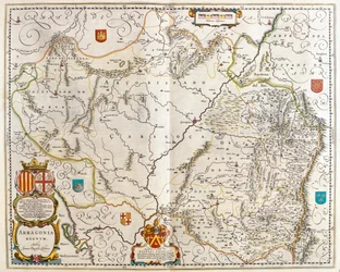 Provincia española de Aragón, en "Theatrum Orbis Terrarum, sive Atlas Novus" de Willem Blaeu, Amsterdam
