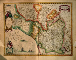 Estado de Lucca, Italia, de Regionum Italiae por Willem Blaeu