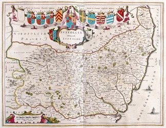Suffolk, en "Theatrum Orbis Terrarum, sive Atlas Novus" de Willem Blaeu, Amsterdam