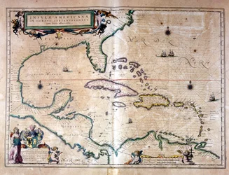 El Mar Caribe: Golfo de México y Mar Caribe del Atlas de Wilhelm Blaeu