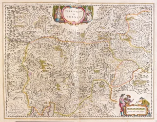 Trento, Italia, en "Theatrum Orbis Terrarum, sive Atlas Novus" de Willem Blaeu, Amsterdam