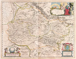 Umbría, Italia, en "Theatrum Orbis Terrarum, sive Atlas Novus" de Willem Blaeu, Amsterdam