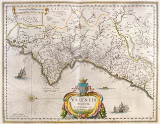 Valencia, en "Theatrum Orbis Terrarum, sive Atlas Novus" de Willem Blaeu, Amsterdam