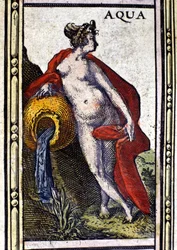 El agua, uno de los cuatro elementos, representado en el Atlas de W. Blaeu impreso en Ámsterdam en 1655
