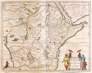 África central y oriental, incluido Mozambique, en "Theatrum Orbis Terrarum, sive Atlas Novus" de Willem Blaeu, Amsterdam.