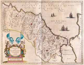 noroeste de África y Marruecos, en "Theatrum Orbis Terrarum, sive Atlas Novus" de Willem Blaeu, Amsterdam.
