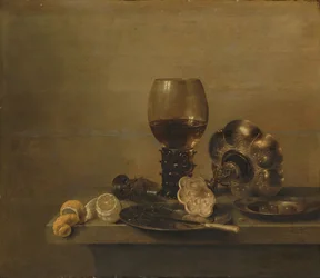 Bodegón con un vaso roto