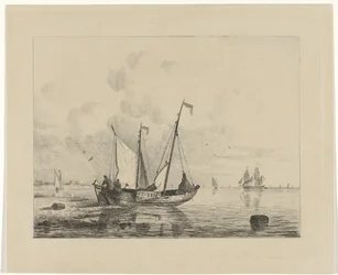 Velero con velas bajadas