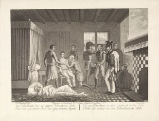 Príncipe de Orange después de su herida bajo tratamiento médico en el hospital de campaña, 1815