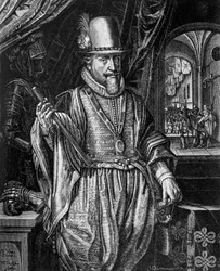 Retrato de Mauricio de Nassau, príncipe de Orange (1567-1625), grabado de Willem Jacobsz Delff (1580-1638)