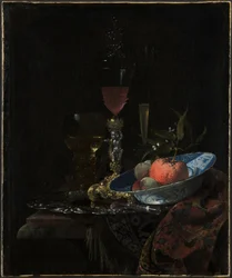 Copa de vino y un cuenco de frutas, 1663